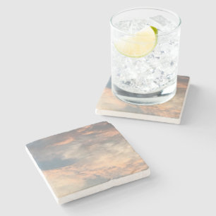Posavasos De Piedra Sol de verano azul cielo, rosa polvoriento, gris,