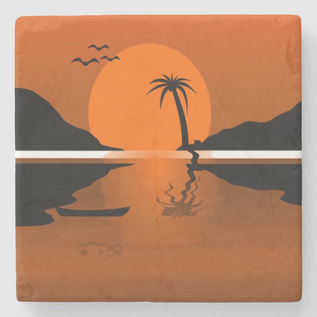POSAVASOS DE PIEDRA SOL EN EL AGUA (Anverso)