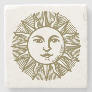 Posavasos De Piedra Sol Esotérico de Oro