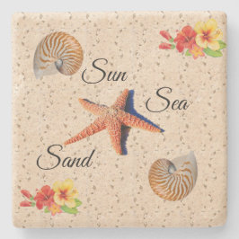 Posavasos De Piedra Sol, mar, escayola de piedra de arena