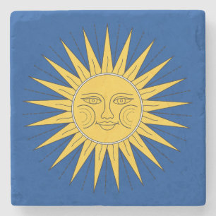 Posavasos De Piedra Sol sonriente vintage