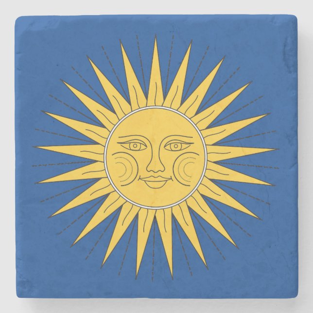 Posavasos De Piedra Sol sonriente vintage (Anverso)