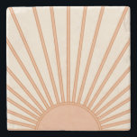 Posavasos De Piedra Sol Sunrise Earth Tones Terracotta Retro Sunshine<br><div class="desc">Impresión solar - tonos beige y tierra - Sunshine,  Resumen moderno Amanecer geométrico.</div>