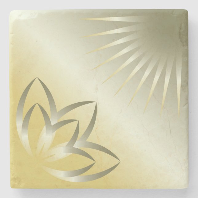 Posavasos De Piedra sol y flor (Anverso)