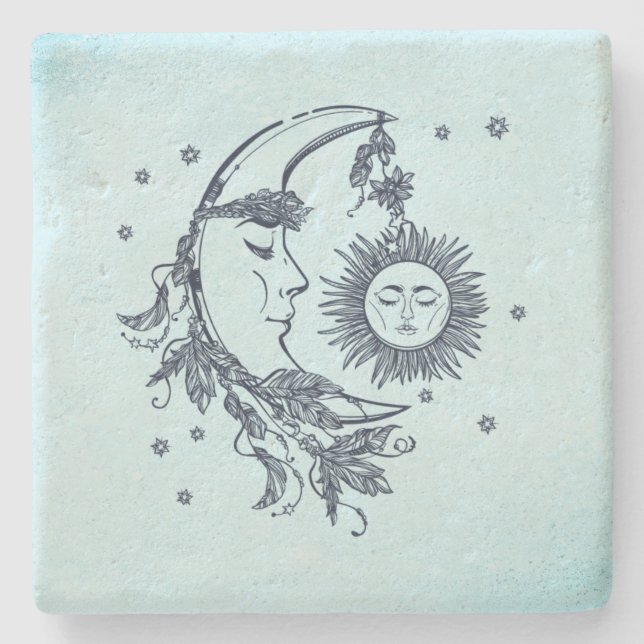 Posavasos De Piedra Sol y Luna (Anverso)