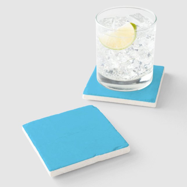 Posavasos De Piedra Solid Cyan Blue Background | Summer Minimal Style (Lateral)