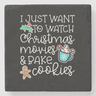 Posavasos De Piedra Solo quiero ver navidades haciendo galletas