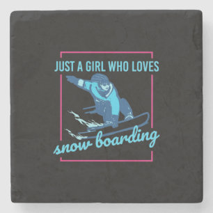 Posavasos De Piedra Sólo un Chica que ama el Snowboard