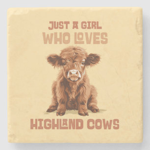 Posavasos De Piedra Solo un chica que ama las vacas de Highland