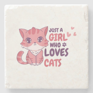 Posavasos De Piedra Solo Una Chica Que Ama Los Gatos Camiseta De Gato