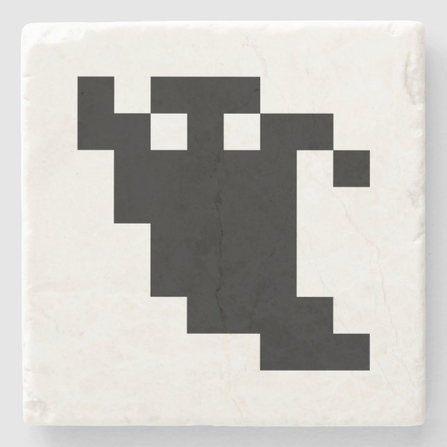 Posavasos De Piedra Sombra de fantasma de 8 bits (Anverso)