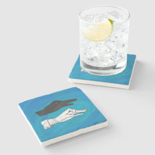 Posavasos De Piedra Sombra De Pato En Azul