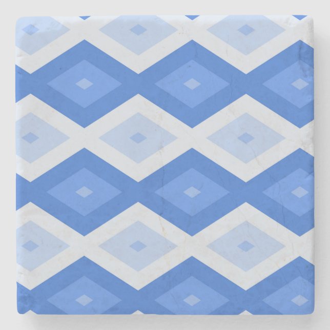 Posavasos De Piedra Sombras de patrón de diamante azul (Anverso)
