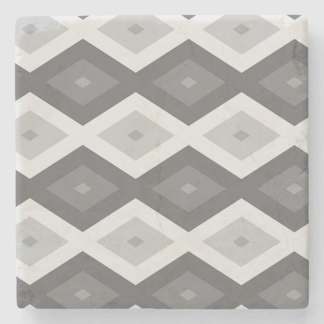 Posavasos De Piedra Sombras de patrón de diamante gris (Anverso)