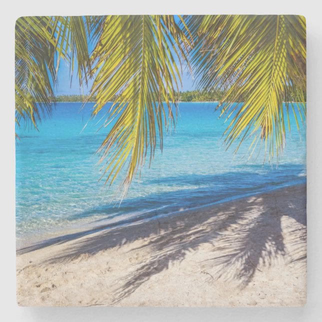 Posavasos De Piedra Sombras en la playa (Anverso)