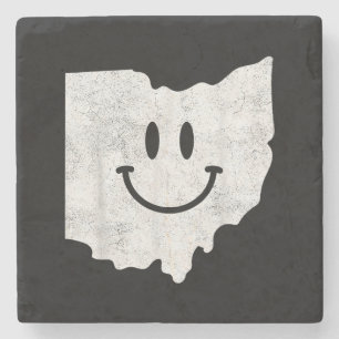 Posavasos De Piedra Sonriendo en OH - Cara divertida Ohio feliz