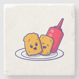 Posavasos De Piedra Sonrisa De Nuggets Con Personalizado De Salsa
