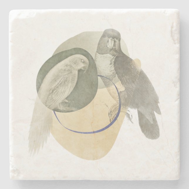 Posavasos De Piedra Sophisticated Bird Art Warm Neutral Stone Coaster (Anverso)
