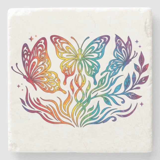 Posavasos De Piedra Soporte de Mariposa (Anverso)