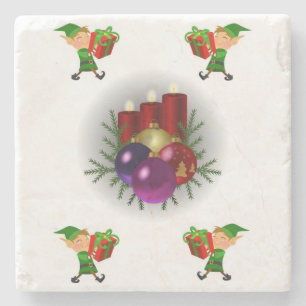 Posavasos De Piedra Soporte de Mármol de Piedra de Elfo Navidad