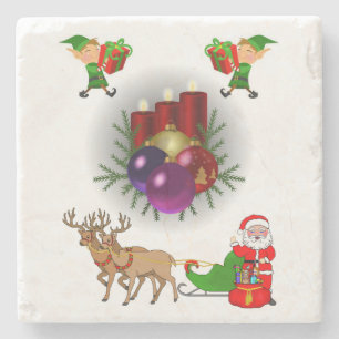 Posavasos De Piedra Soporte de Mármol de Piedra de Elfo Navidad