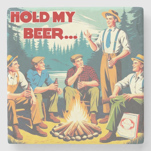 Posavasos De Piedra Sostener mi acampada de cerveza (Anverso)