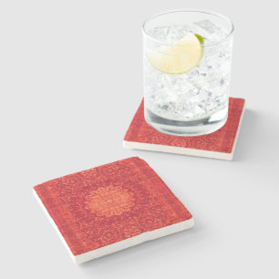 Posavasos De Piedra Souk Sunset: Patrón marroquí Naranja Marrakesh