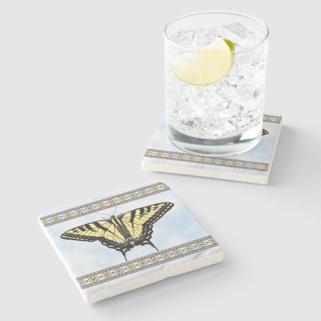 Posavasos De Piedra Southwest Yellow Swallowtail Butterfly Blue Sky (Lateral)