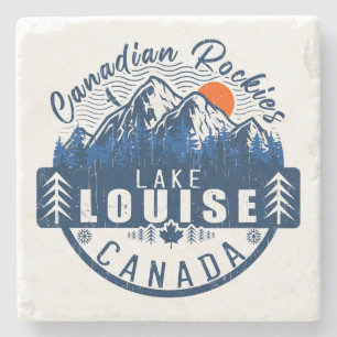 Posavasos De Piedra Souvenir Retro Sunset de Lake Louise Canada
