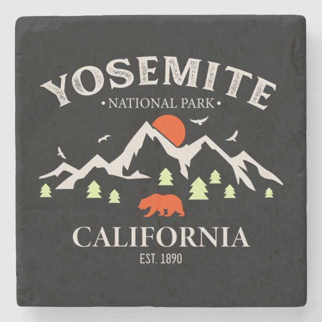 Posavasos De Piedra Souvenirs de montaña del Parque Nacional Yosemite (Anverso)