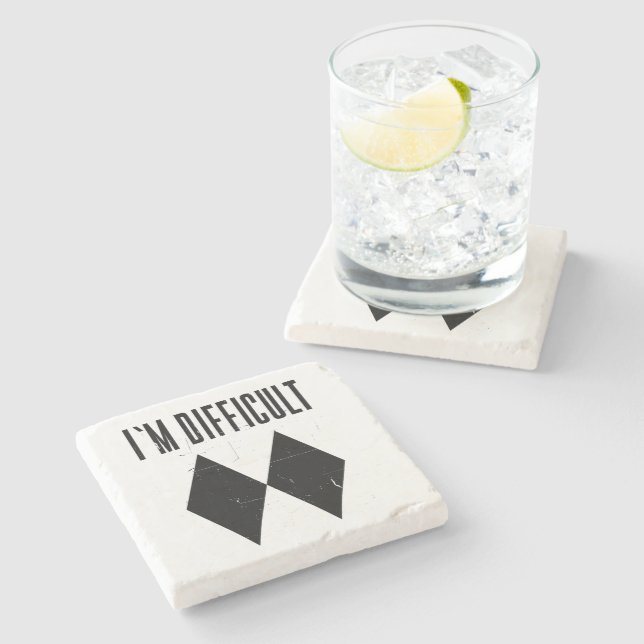 Posavasos De Piedra Soy difícil esquiar doble diamante negro (Lateral)