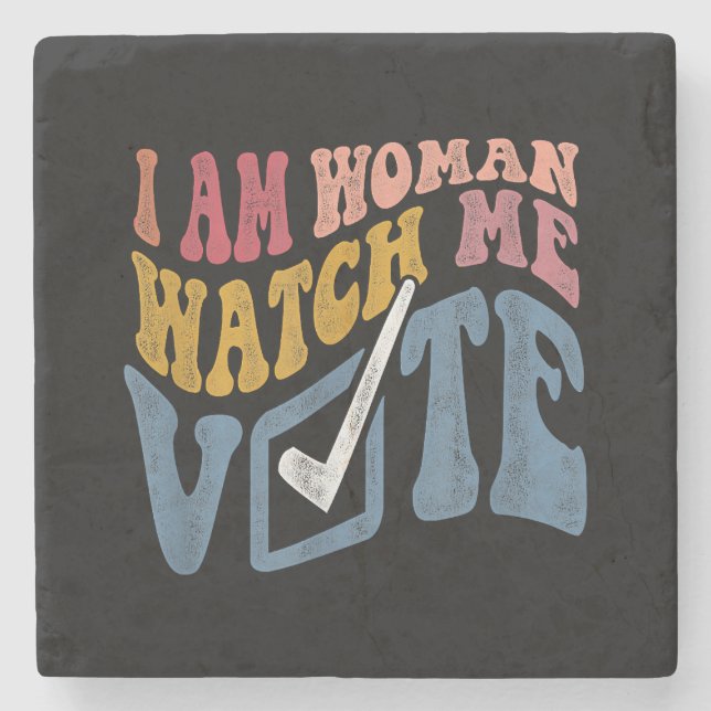 Posavasos De Piedra Soy Mujer Observarme Votar Por La Ola Azul 2024 (Anverso)