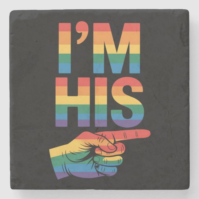 Posavasos De Piedra Soy su pareja gay coincidiendo con el orgullo LGBT (Anverso)