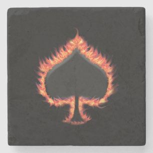 Posavasos De Piedra Spades Flames