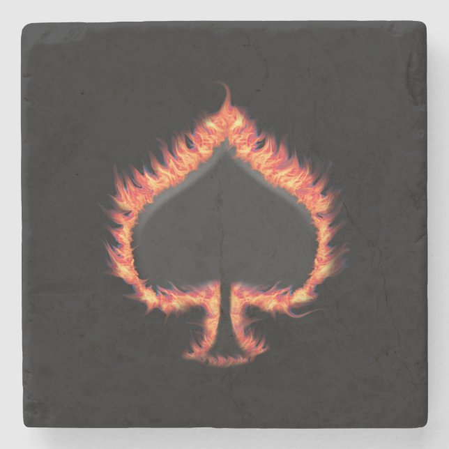 Posavasos De Piedra Spades Flames (Anverso)