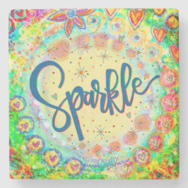 Posavasos De Piedra Sparkle Fun Colorous Whimsical Bebe Inspiradora