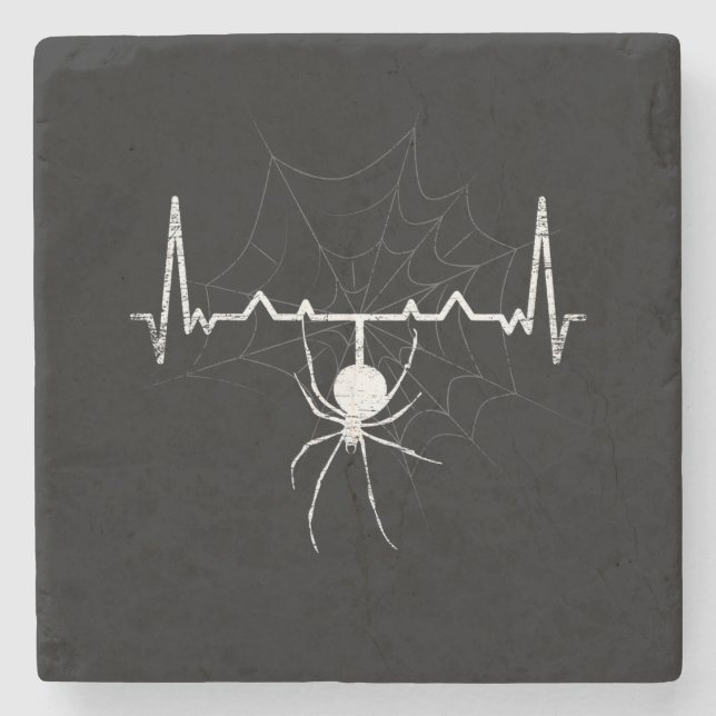 Posavasos De Piedra Spider Web Heartbeat Cobweb Spider Gift (Anverso)