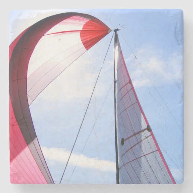 Posavasos De Piedra Spinnaker rojo con Sun (Anverso)