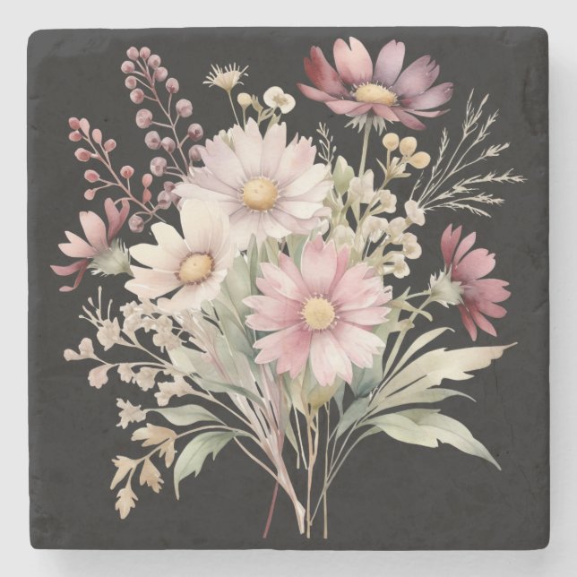 Posavasos De Piedra Spring Floral Wedding  (Anverso)