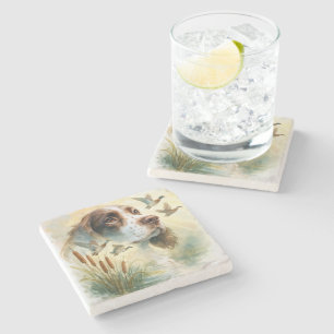Posavasos De Piedra Springer Spaniel y Mallard Duck doble exposición