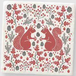 Posavasos De Piedra Squirrels in the Forest Art