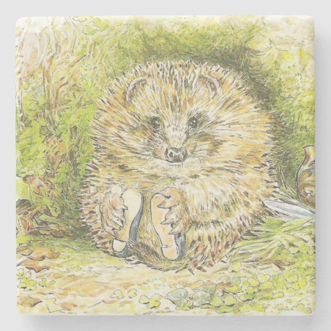 Posavasos De Piedra Sr. Pricky Pin (Hedgehog) (de Beatrix Potter) (Anverso)