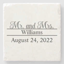 Posavasos De Piedra Sr. y Sra. Boda