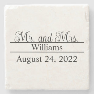 Posavasos De Piedra Sr. y Sra. Boda