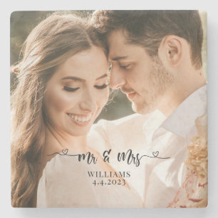 Posavasos De Piedra Sr. y Sra. Boda Couple