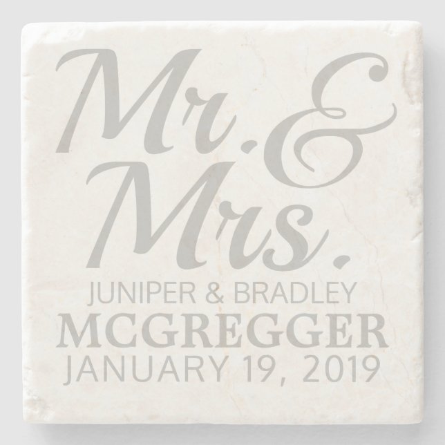Posavasos De Piedra Sr. y Sra. Coasters (Anverso)