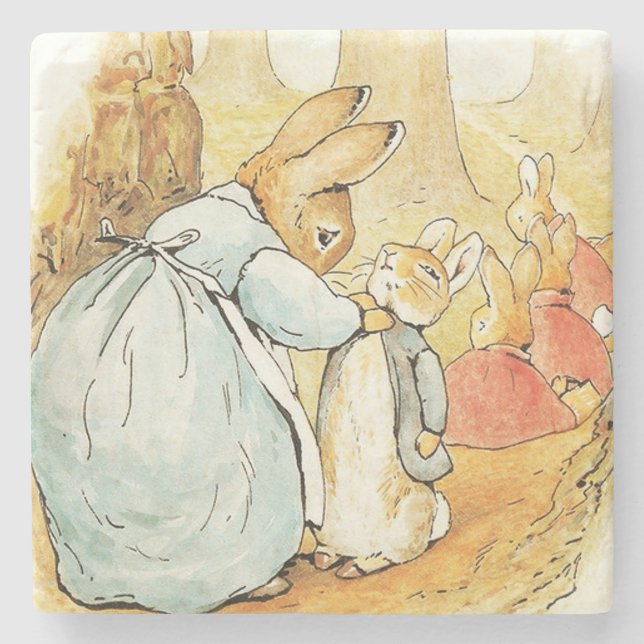 Posavasos De Piedra Sra. Bunny dice adiós por Beatrix Potter (Anverso)