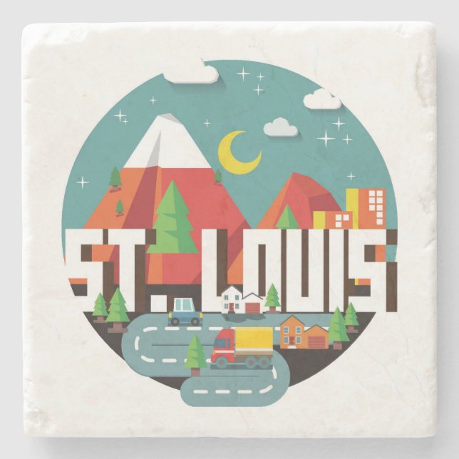 Posavasos De Piedra St. Louis, Diseño Geométrico de Missouri (Anverso)