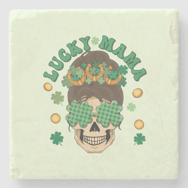 Posavasos De Piedra St. Patrick's Lucky Mama Skeleton (Anverso)