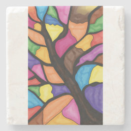 Posavasos De Piedra Stain glass tree art 